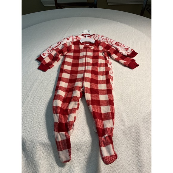 Jingles & Joy 12M Baby Holiday Pajamas 2-Pack Red Plaid Christmas Tree - Picture 1 of 11